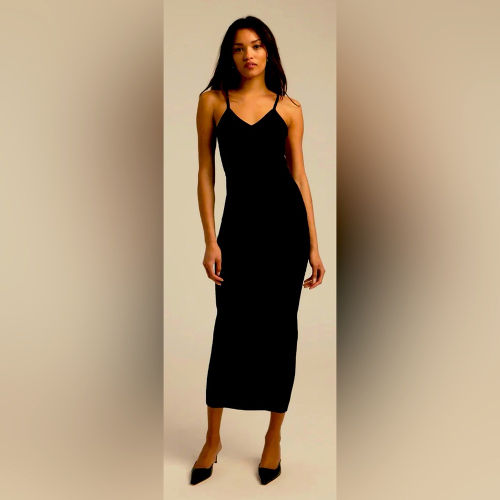Favorite Daughter black rayon stretch midi dress size M (6/8)